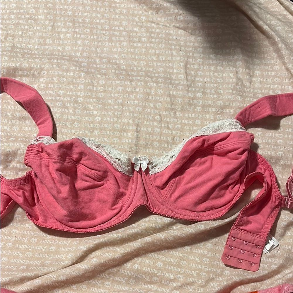 Pink and White Ruched Bra with Molded Cups